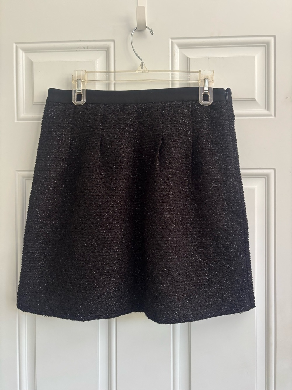 Loft Black Tweed Metallic Miniskirt, Size 6